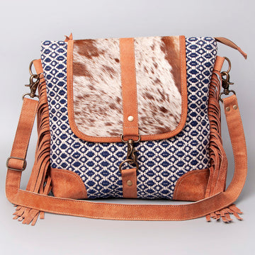 OHLAY KB494 Cross Body Upcycled Wool Upcycled Canvas Hair-On Genuine Leather women bag western handbag purse